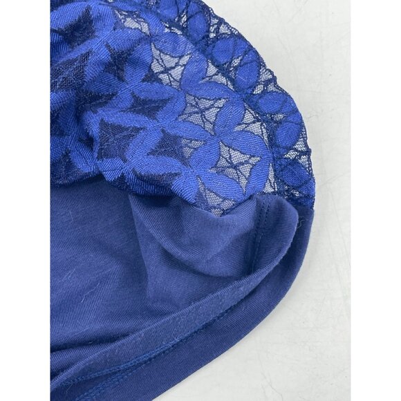 Ruby Rd Petite Women's Blue Lined Lace Sleeveless Scoop Neck Top Size PM - Picture 7 of 11